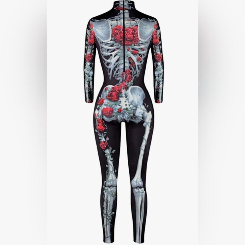 Beautiful Gothic Skeleton and Roses Bodysuit - Picture 5 of 8